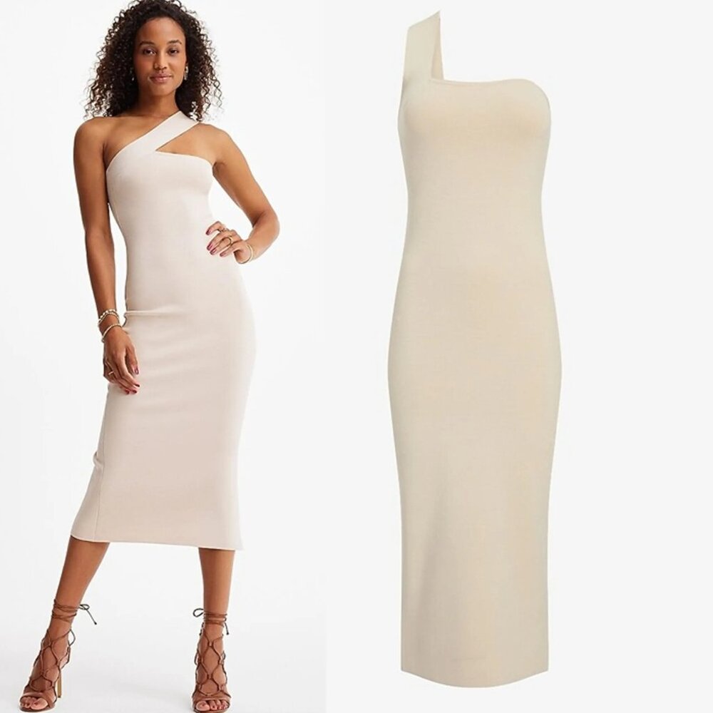 NWT Express One Shoulder Midi Sweater Dress XS
